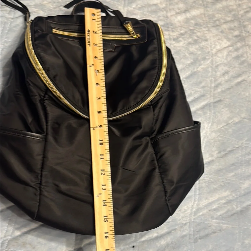 Aimee Kestenberg Black‎ Nylon Backpack with Gold Accents